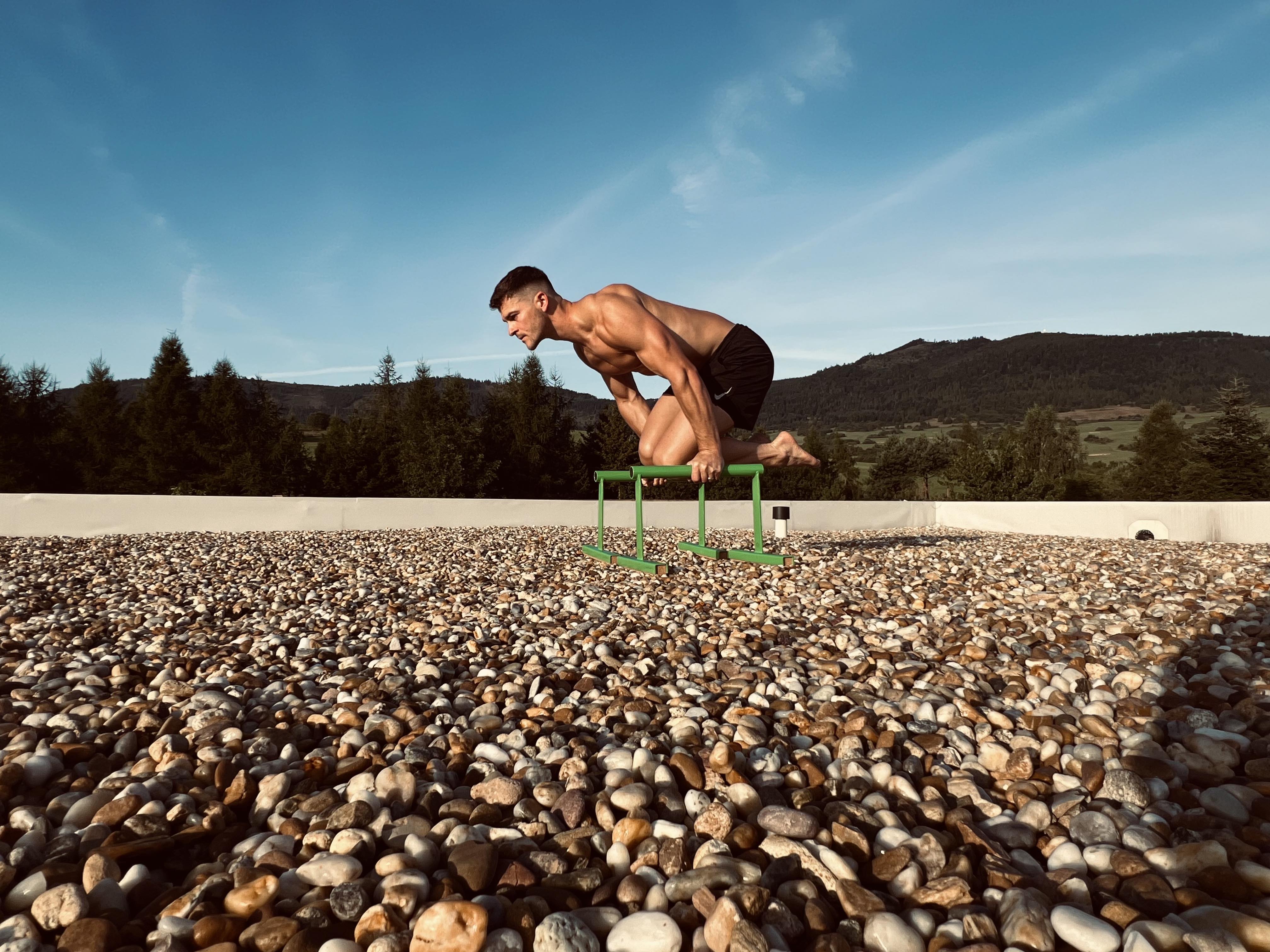 lsit to shoulder stand on parallettes