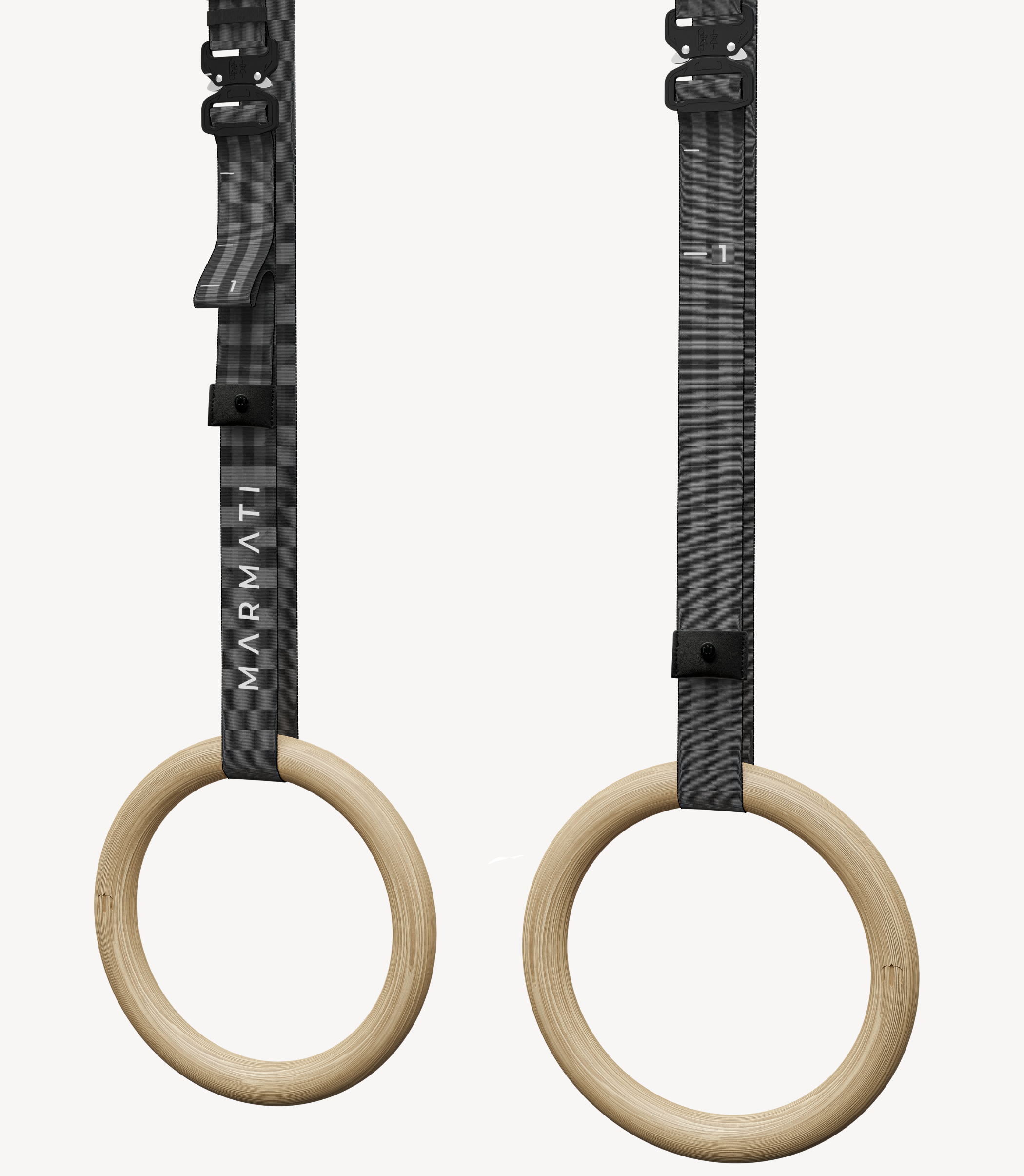 Gymnastic Rings made from recycled materials in EU. Adjustable straps. #color_black #size_28mm