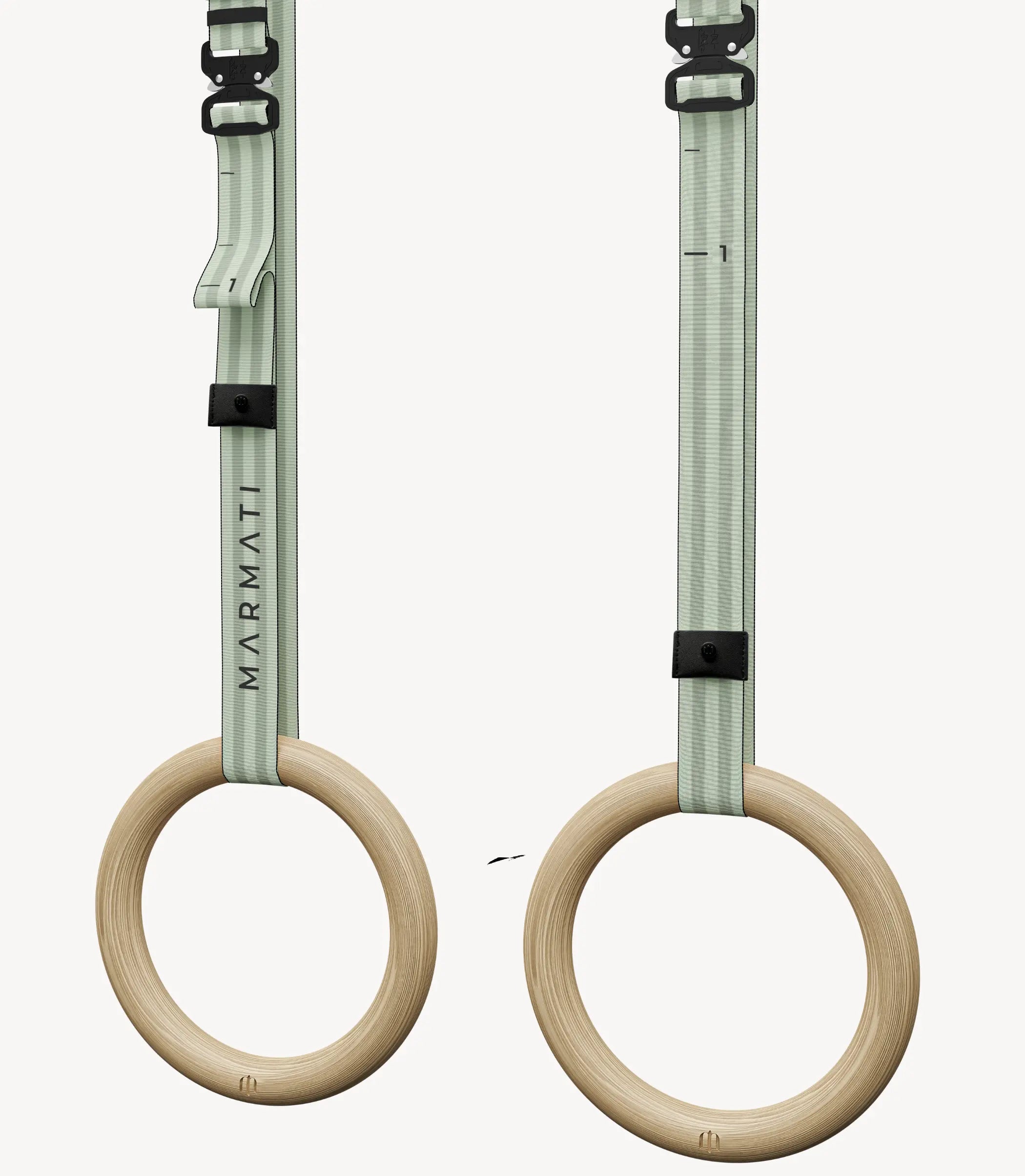 Portable gymnastic rings kit ideal for travel and home use. #color_green #size_32mm