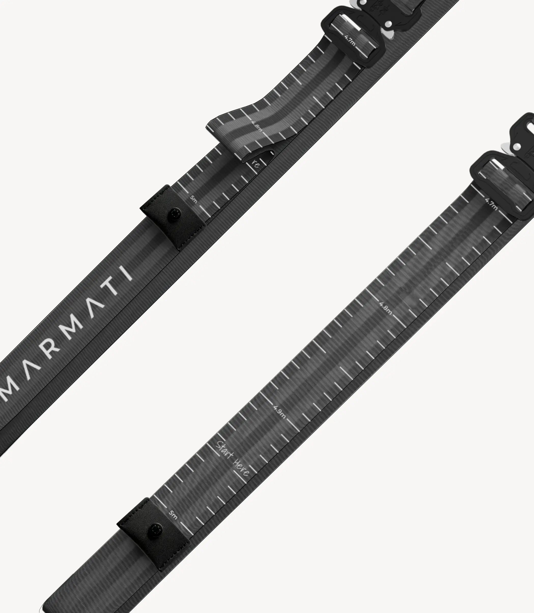 Two black Marmatii gymnastic rings straps on a white background