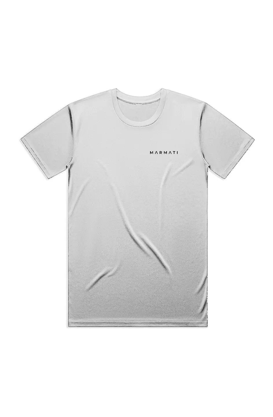 Gray t-shirt with 'Marmati' branding on a white background