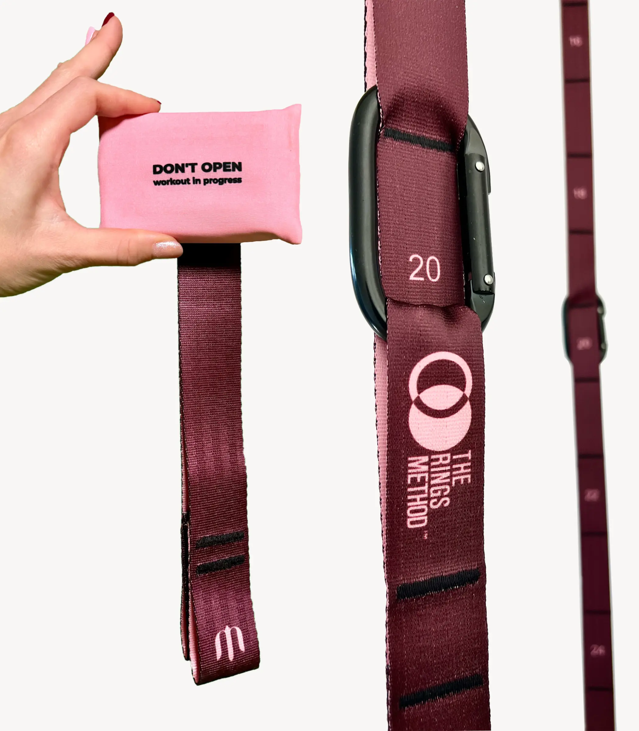 Heavy-duty Garbage Straps securing Airtime™ Gymnastic Rings for stability