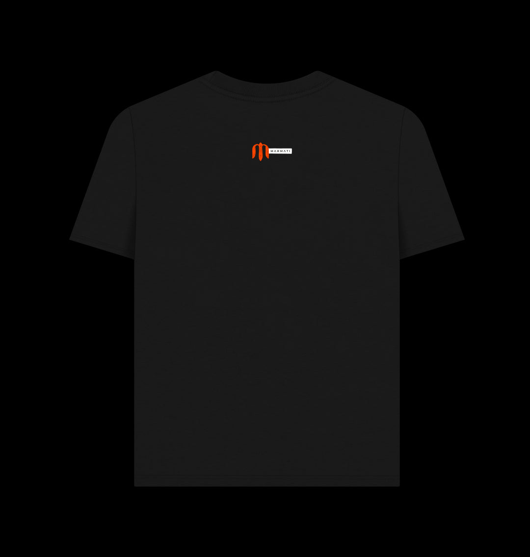 Back view of eco-friendly t shirt women in black