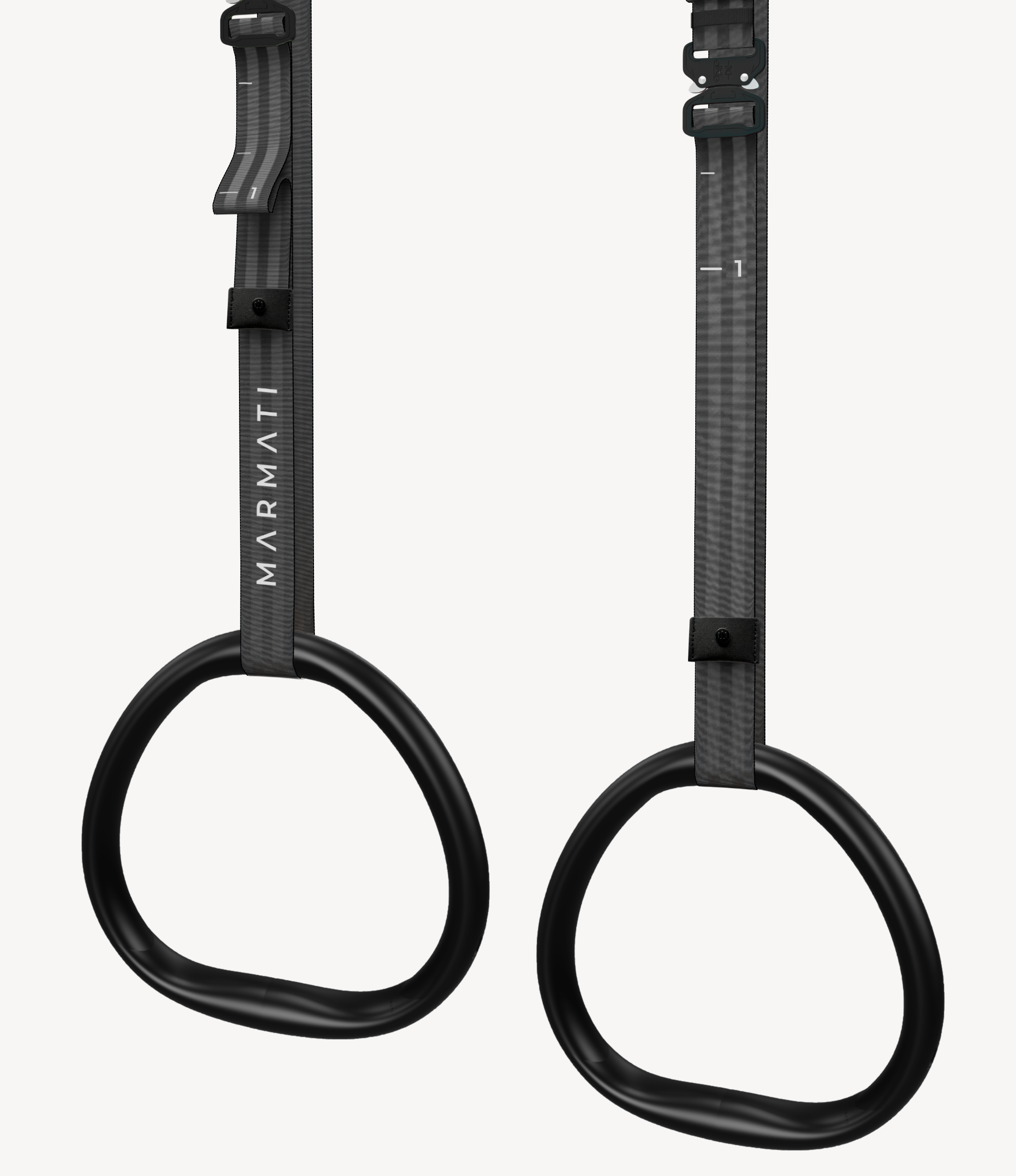 Comfortable gymnastic rings with aluminum handles for superior grip and comfort. Easy setup straps are in black colour. Durable, portable design ideal for home or outdoor workouts.