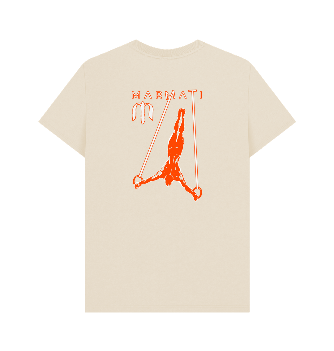 Close-up detail of Wings with Marmati Rings T-shirt eco-friendly print